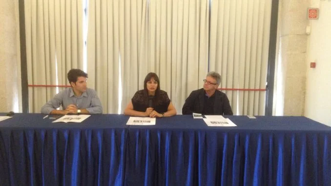 conferenza stampa Botta da sinistra Loforese, Quartarella Conte
