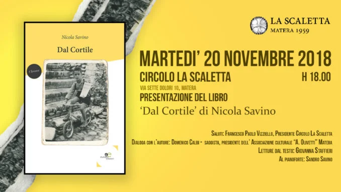 Invito_ presentazione libro Dal Cortile di Nicola Savino