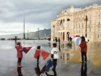 a matera la mostra di pittura ‘i colori del tempo’ di alessandro casale 77 in piazza dopo il temporale olio su tavola 50x50 2014 radio laser news matera potenza puglia basilicata