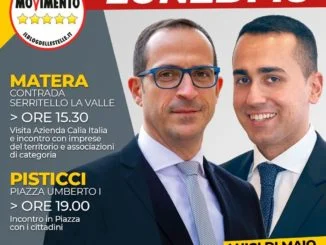 LUNEDI' 18 MARZO IL MINISTRO DEL LAVORO LUIGI DI MAIO A PISTICCI ALLE 19