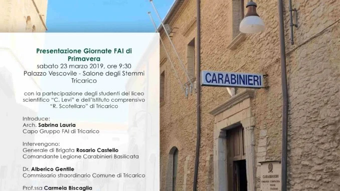 Manifesto Convegno FAI Carabinieri del 23 marzo 2019 Tricarico