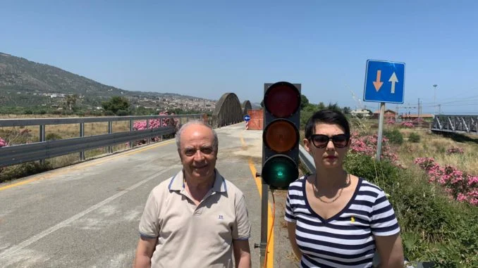 Consiglieri Costa e Cavaliere al momento della riapertura del Viadotto Saraceno