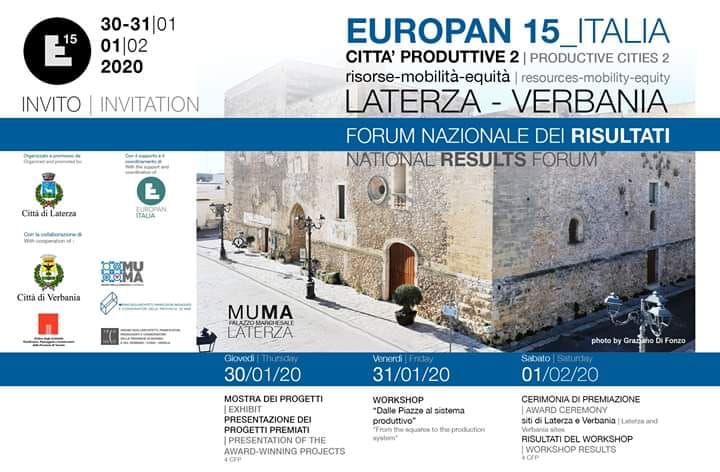 EUROPAN 15: Città produttive 2 - risorse, mobilità, equità - Laterza ospita il Forum nazionale dei risultati!
