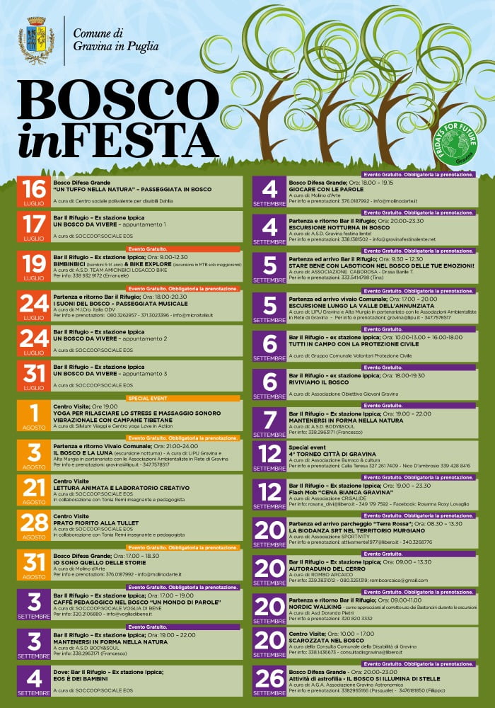 estate: bosco in festa, seconda edizione associazioni e comune insieme per difesa grandepredisposto un cartellone unico di eventi e iniziative 1 bosco in festa locandina radiolaser news matera potenza puglia basilicata