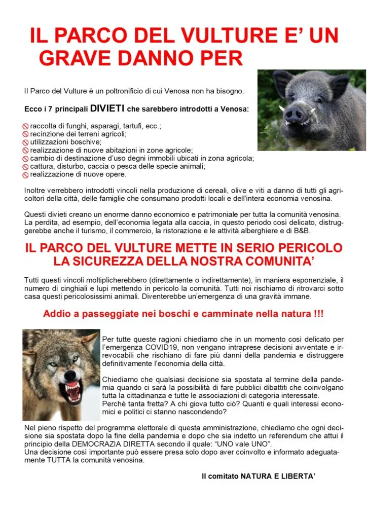 PARCO DEL VULTURE ...il Parco delle poltrone e dei vincoli taciuti