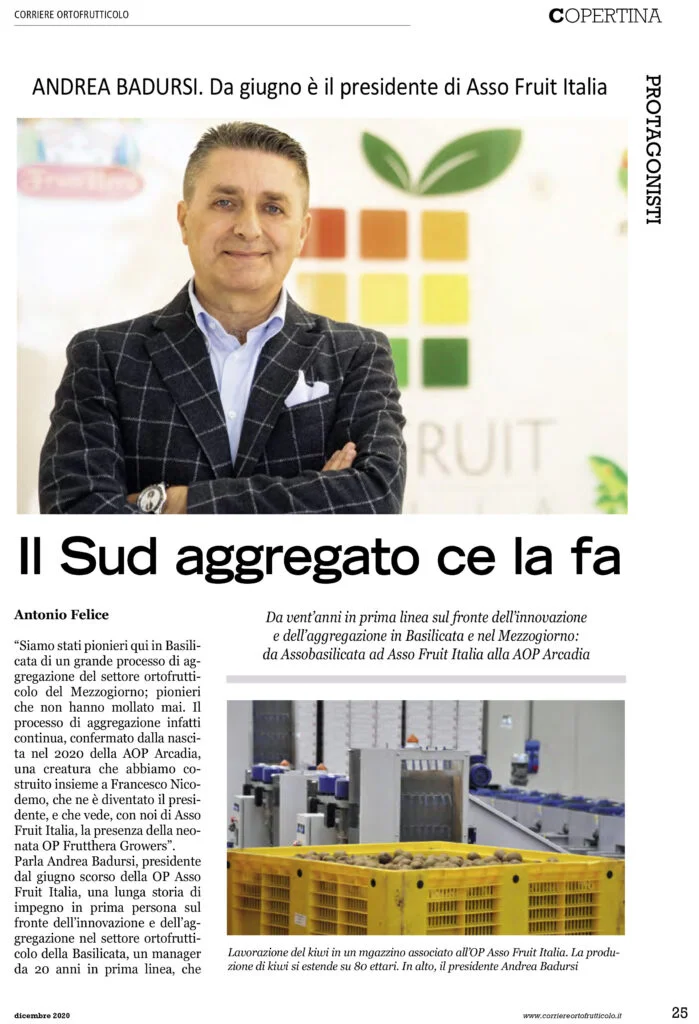 “Protagonisti”: l’iniziativa nazionale de “Il Corriere Ortofrutticolo” sceglie Andrea Badursi.
