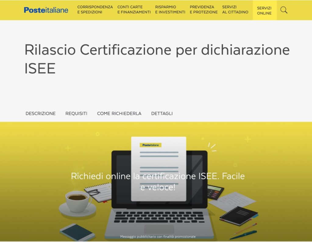 POSTE ITALIANE: DISPONIBILI ON- LINE ANCHE IN BASILICATA I DATI 2019 PER LA RICHIESTA DELL’ISEE