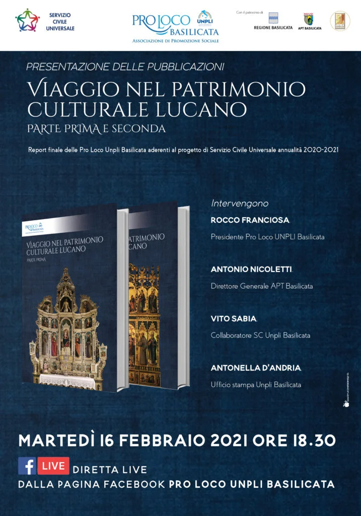 Presentazione della pubblicazione “Viaggio nel Patrimonio Culturale Lucano” realizzato dai 45 operatori volontari del Servizio Civile Universale 2020/2021