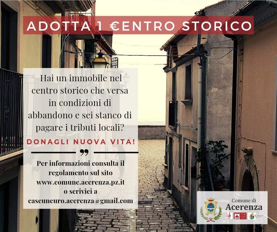 Anche Acerenza entra nel novero dei comuni italiani che hanno sposato l'iniziativa "CASE A 1 EURO".