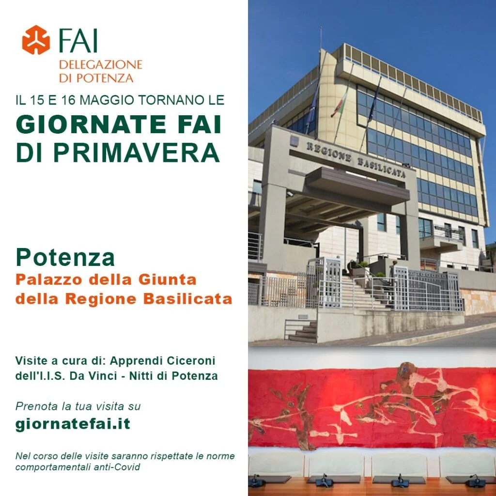 Giornate FAI di Primavera 2021: a Potenza apre le sue porte il Palazzo della Giunta della Regione Basilicata