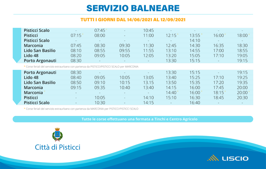 Confermato per il quarto anno consecutivo il servizio balneare di trasporto pubblico a Pisticci