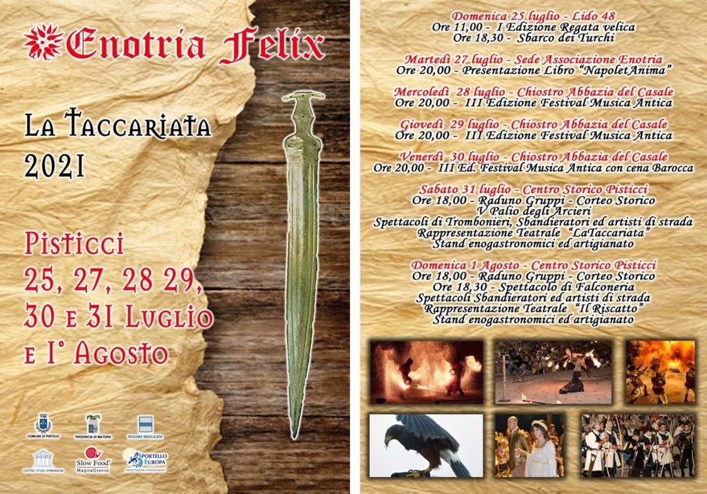 V edizione di "Enotria Felix" Pisticci (MT) 25 Luglio - 1 Agosto 2021