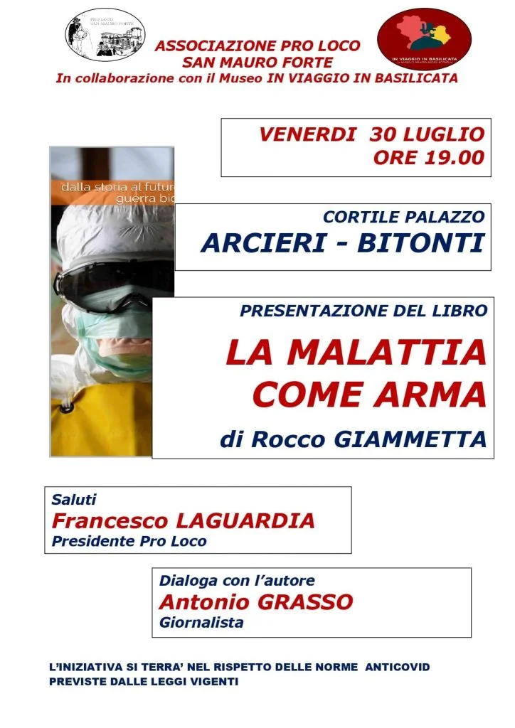 “La malattia come arma”. Venerdì 30 Luglio la presentazione del libro di Rocco Giammetta a San Mauro Forte.
