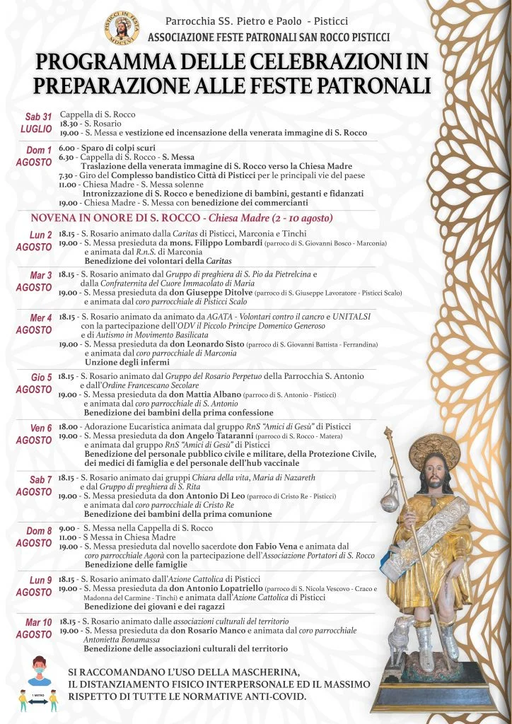Pisticci. San Rocco: il programma delle celebrazioni in preparazione alle feste patronali