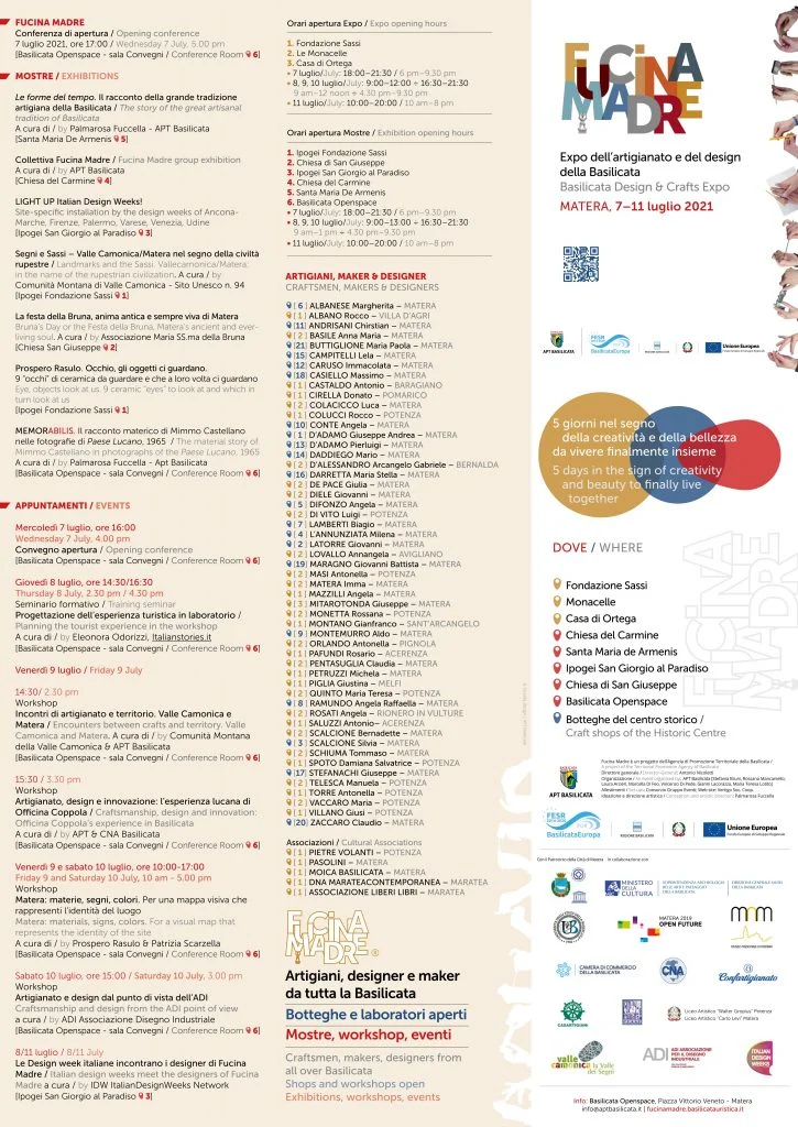 FUCINA MADRE. Dal 7 al 11 luglio a Matera l'expo dell'artigianato e del design