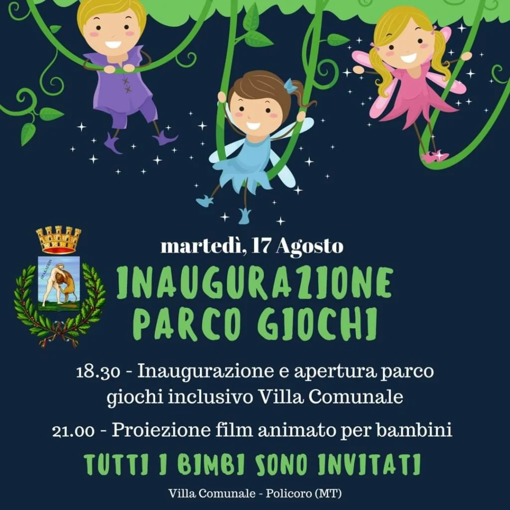 Policoro. Inaugurazione Parco Giochi inclusivo della Villa Comunale
