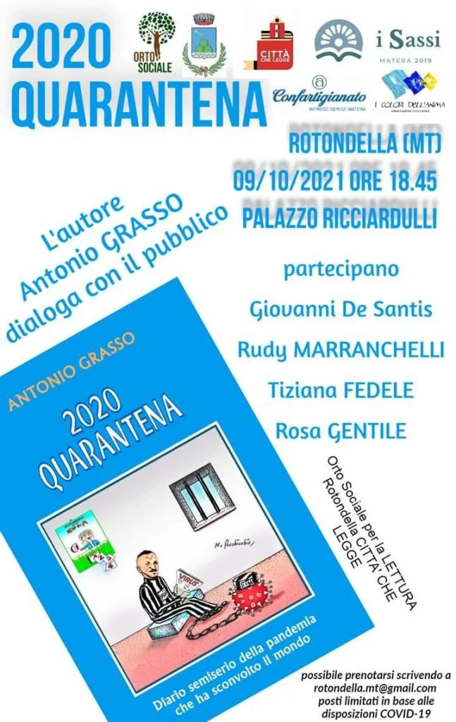 Presentazione del libro di Antonio Grasso "2020=QUARANTENA" a Rotondella.