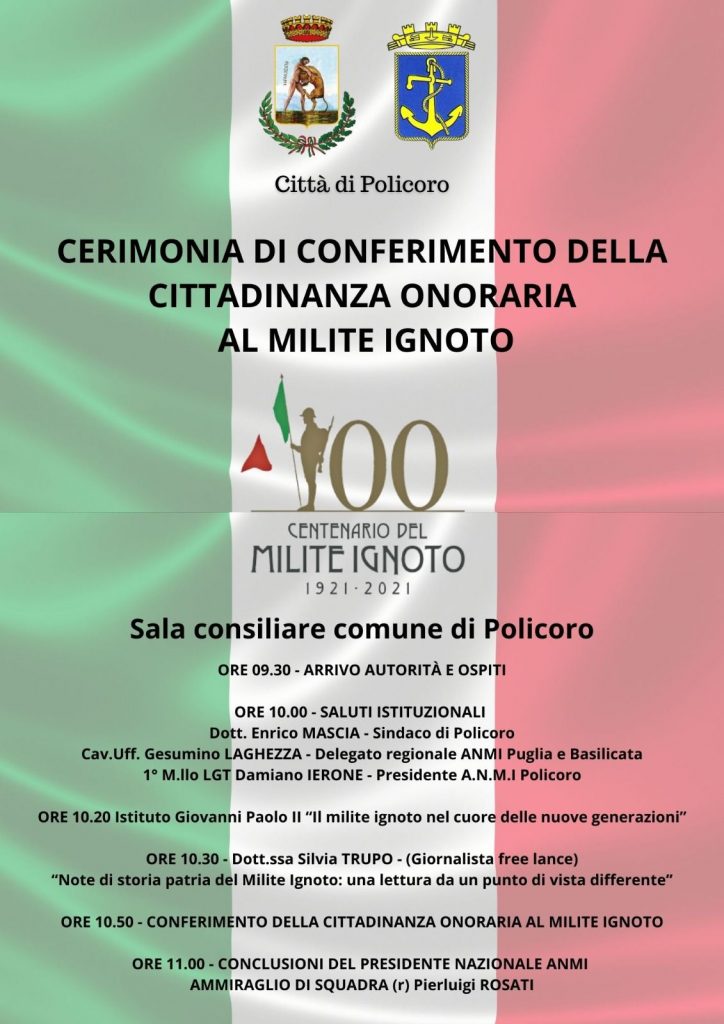 Giornata dell’Unità Nazionale e delle Forze Armate: il 6 novembre a Policoro