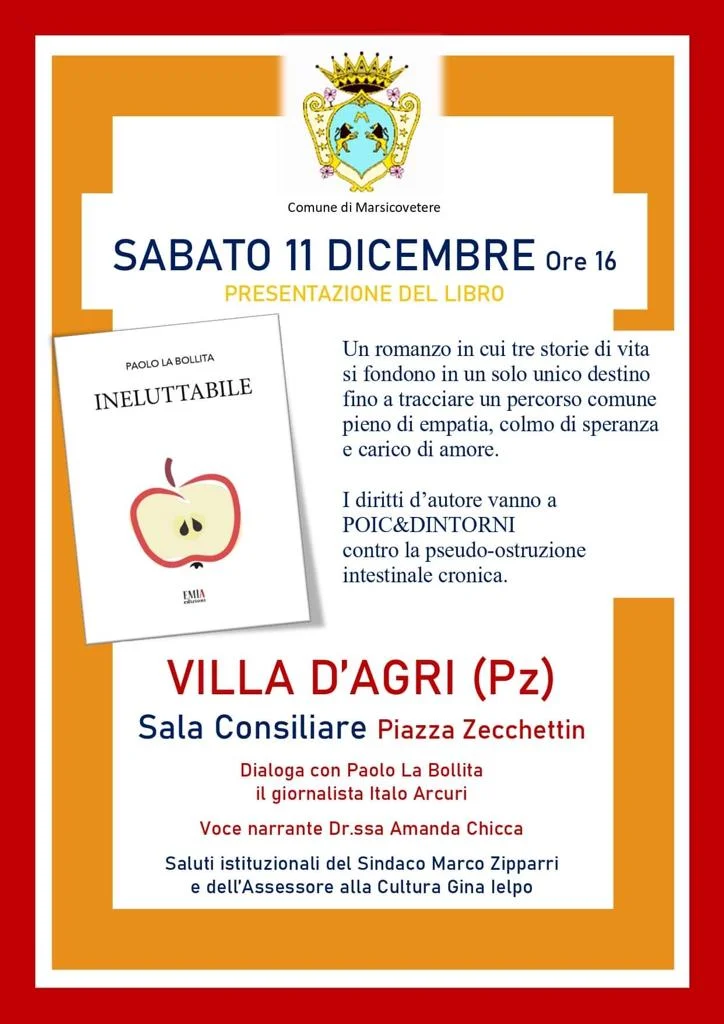 A Marsicovetere la presentazione di “Ineluttabile”, l’opera prima dell’avvocato Paolo La Bollita
