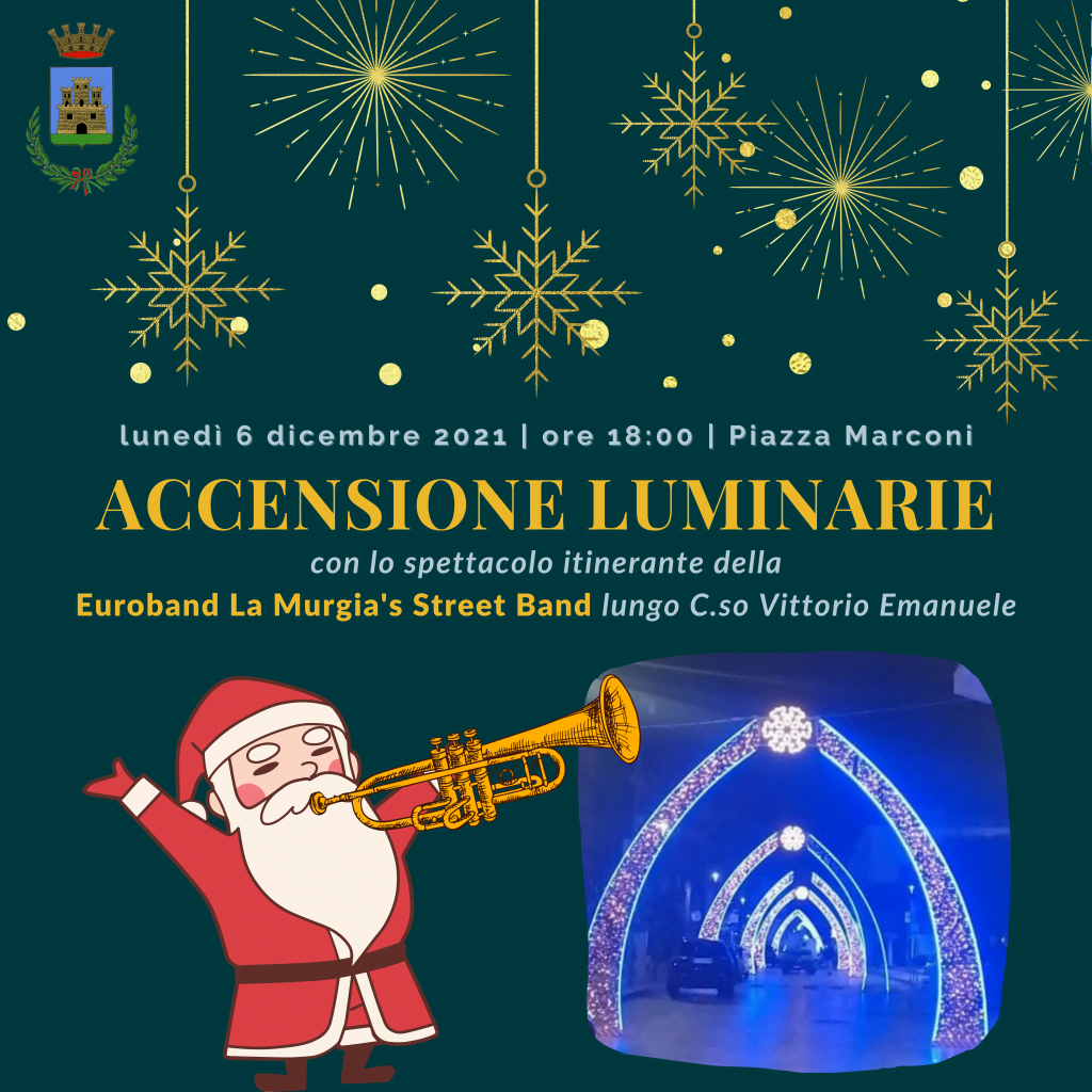 ginosa e marina di ginosa (ta): via agli eventi natalizi 2021 1 accensione luminarie 1 copia radiolaser news matera potenza puglia basilicata
