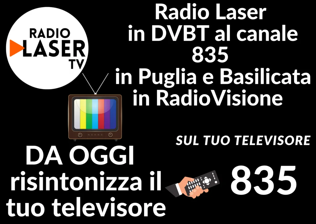 L'emittente Radio Televisiva RADIO LASER / TV 835 "sbarca" in Puglia.