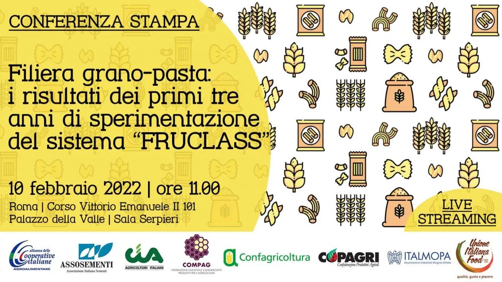 LA FILIERA GRANO DURO-PASTA PRESENTA IL 10/02 I RISULTATI DI TRE ANNI DI SPERIMENTAZIONE DEL SISTEMA "FRUCLASS"