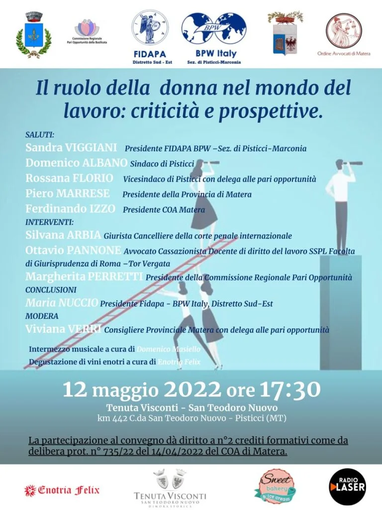Il ruolo della donna nel mondo del lavoro: criticità e prospettive. 12 maggio, Tenuta Visconti