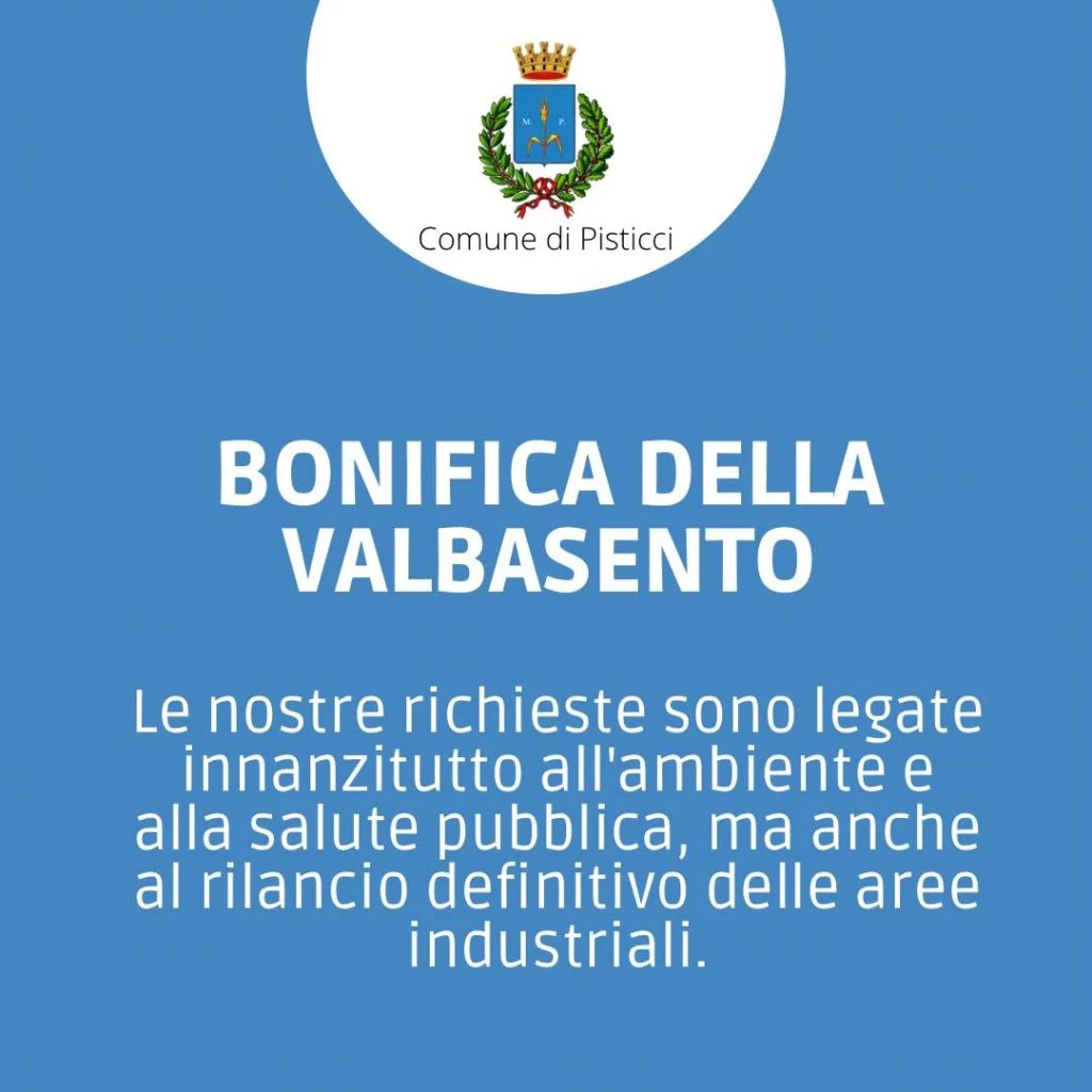 Bonifica della ValBasento. Le nostre richieste sono legate innanzitutto all'ambiente e alla salute pubblica, ma anche al rilancio definitivo delle aree industriali