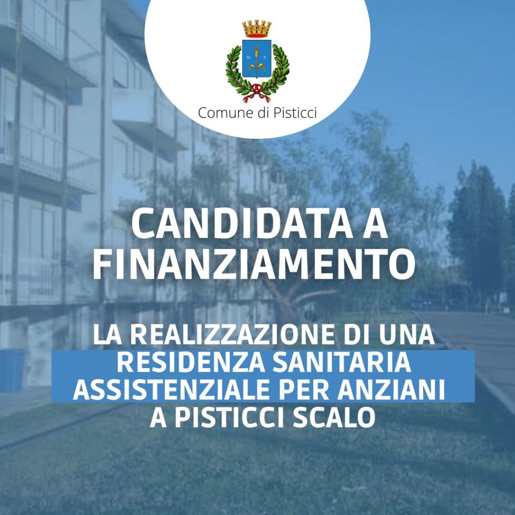 Pisticci. Residenza sanitaria assistenziale per anziani: richiesta di finanziamento all’Agenzia per la Coesione Territoriale
