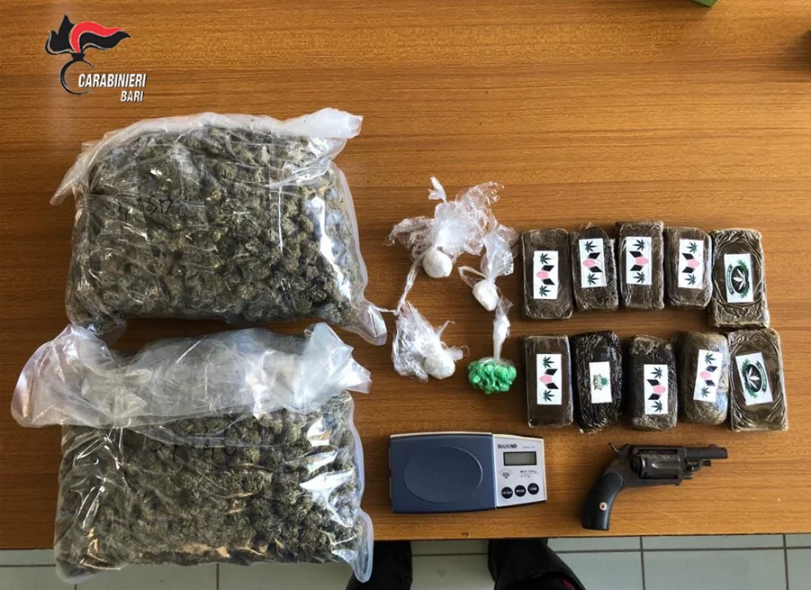 Altamura. Sequestrati oltre due chili di droga e un’arma clandestina. Arrestato dai Carabinieri