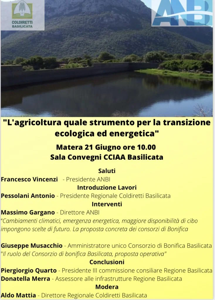 COLDIRETTI PRESENTA A MATERA IL PROGETTO PER LA REALIZZAZIONE DI PICCOLI INVAS
