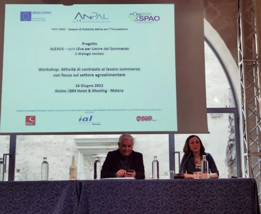 A MATERA WORKSHOP PROGETTO ALEXUS (contrasto lavoro sommerso)