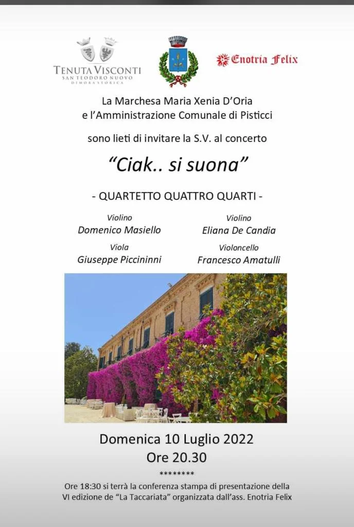 Enotria Felix presenta la sesta edizione de “La Taccariata”, tra musica e cultura a Tenuta Visconti