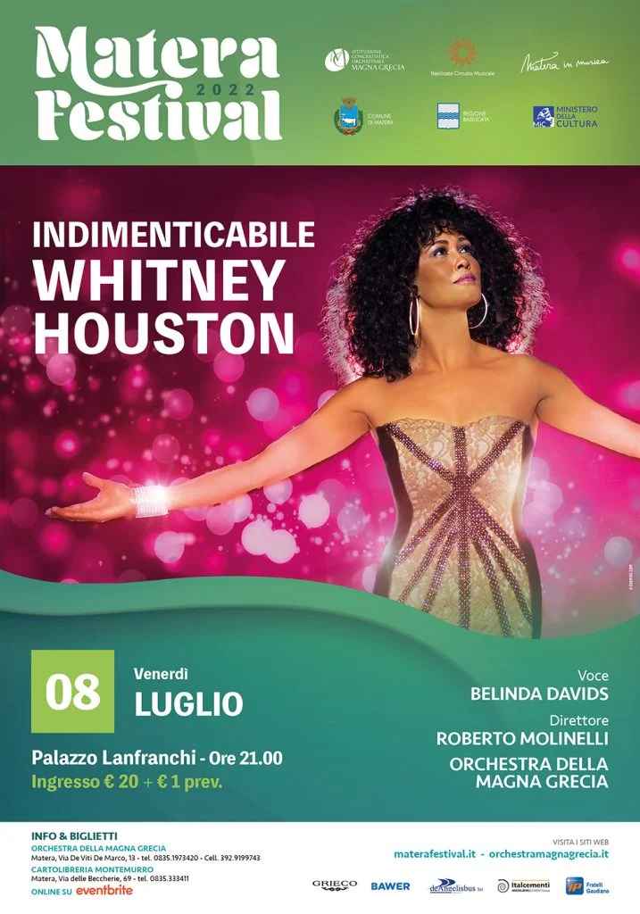 Matera Festival 2022, secondo appuntamento “INDIMENTICABILE WHITNEY HOUSTON”