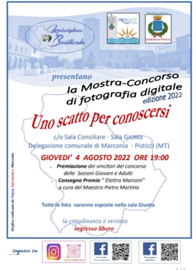 Seconda edizione della mostra concorso di fotografia digitale “uno scatto per conoscersi”