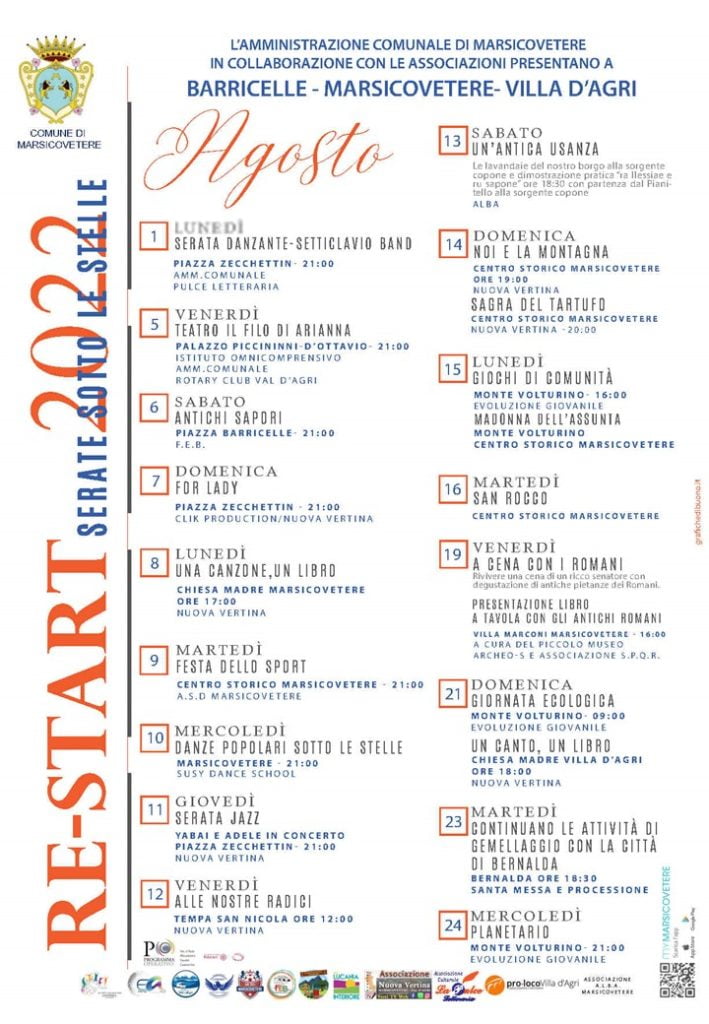 programma estivo villa dagri agosto radio laser news matera potenza puglia basilicata