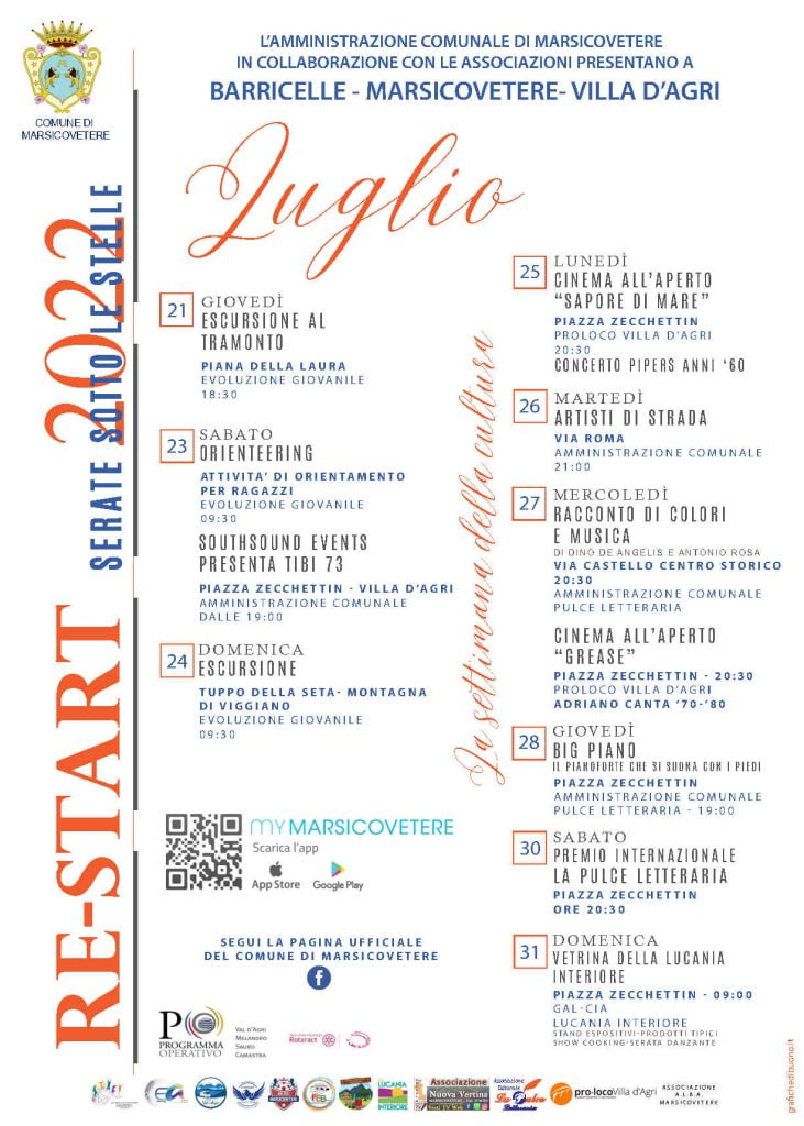 programma estivo villa dagri luglio radio laser news matera potenza puglia basilicata