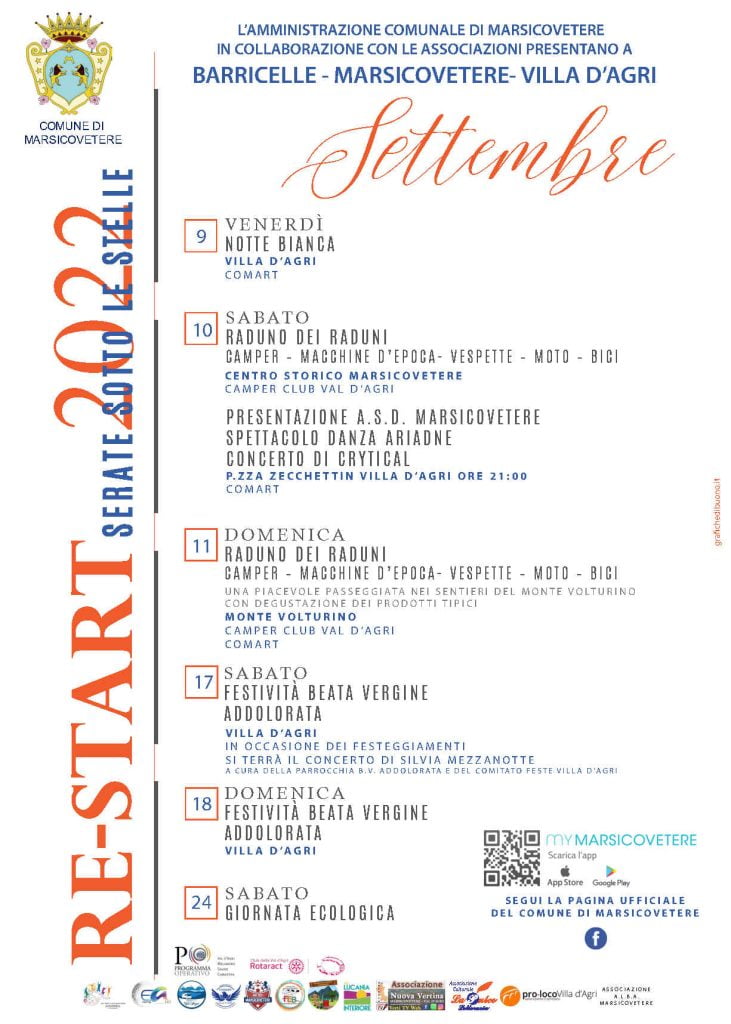 programma estivo villa dagri settembre radio laser news matera potenza puglia basilicata