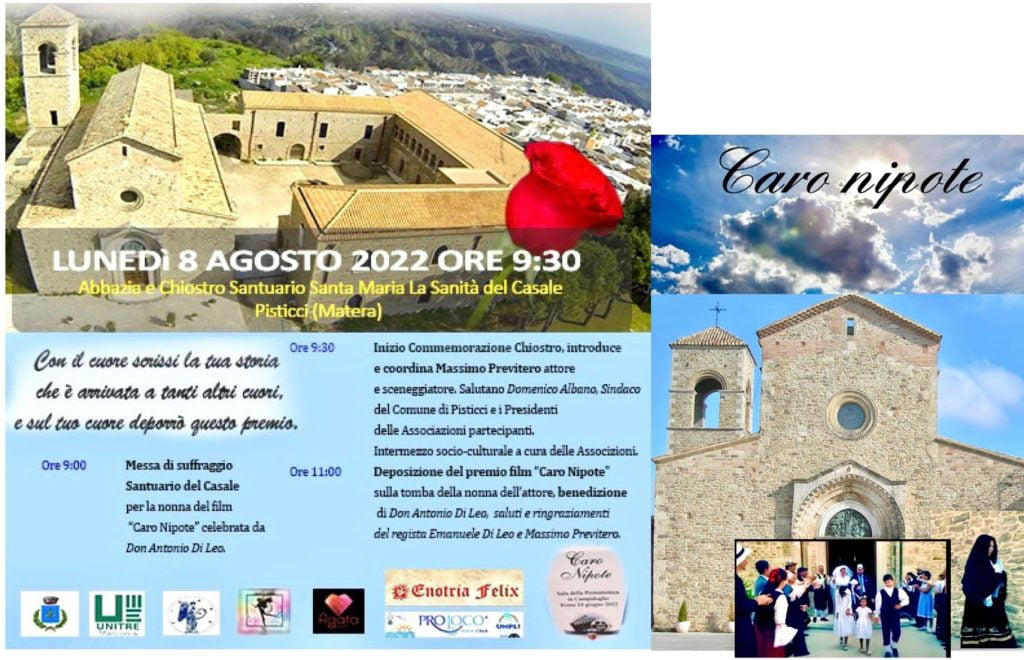 pisticci. lunedì 8 agosto cerimonia al cimitero comunale per omaggiare la nonna di "caro nipote" film di massimo previtero premiato roma 1 img 20220805 wa0001 radiolaser news matera potenza puglia basilicata