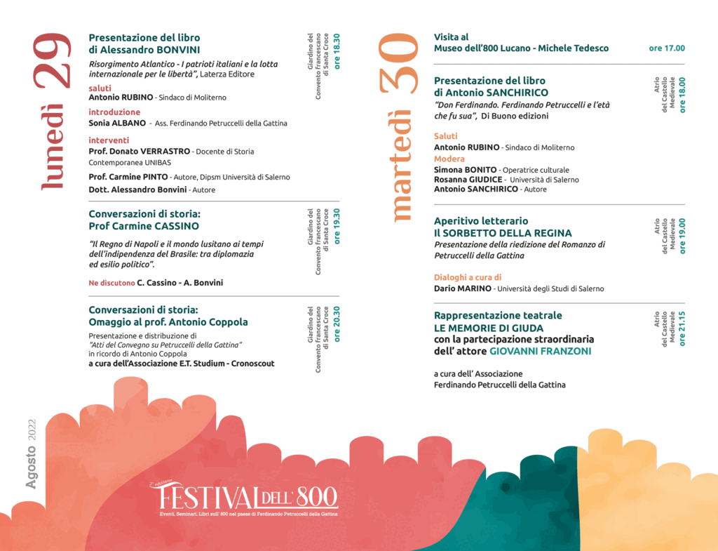 festival dell’800: a moliterno la seconda edizione dell’evento che riunisce studiosi e appassionati del xix secolo 1 programma post fb 2 ed radiolaser news matera potenza puglia basilicata