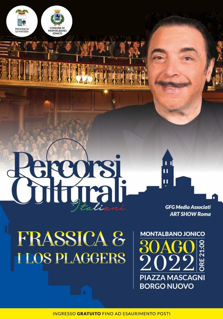 nino frassica e i los plaggers ospiti di percorsi culturali italiani a montalbano jonico.