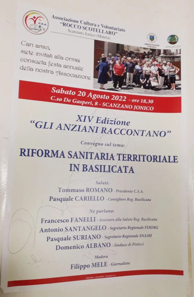 Scanzano Jonico: convegno sulla riforma sanitaria territoriale in Basilicata.