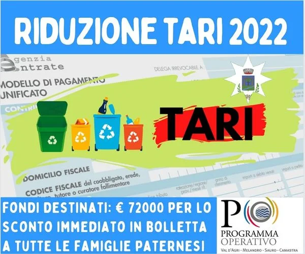 Comune di Paterno. Sconto e riduzione Tari
