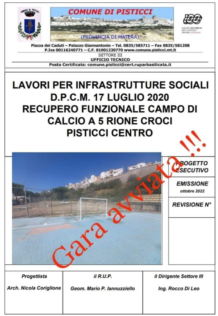 petracca. assessore allo sport e impianti sportivi pisticci. si riaccenderanno le luci del campo di calcetto di via magenta. 1 fb img 1666421331365 radiolaser news matera potenza puglia basilicata