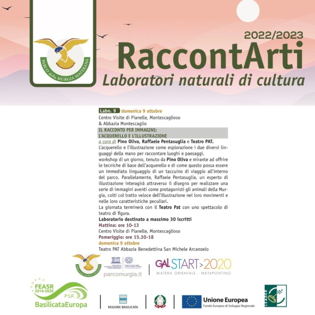 <strong>ente parco della murgia, al via le iscrizioni per “il racconto per immagini: l’acquerello e l’illustrazione”, laboratorio per il progetto “raccontarti”</strong>