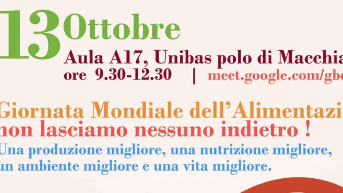 Locandina Giornata Mondiale Alimetazione 13 ottobre