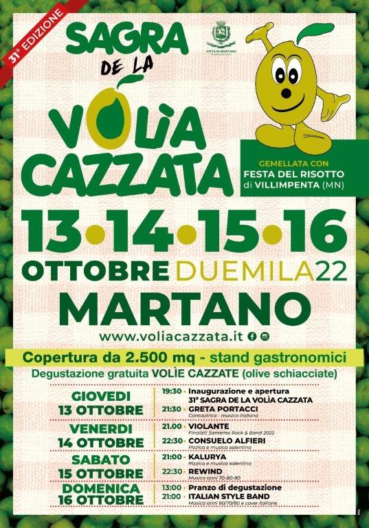 A MARTANO LA XXXI SAGRA DE LA VOLÌA CAZZATA:L’EVENTO (13-16 OTTOBRE) E’ STATO PRESENTATO OGGI A PALAZZO ADORNO