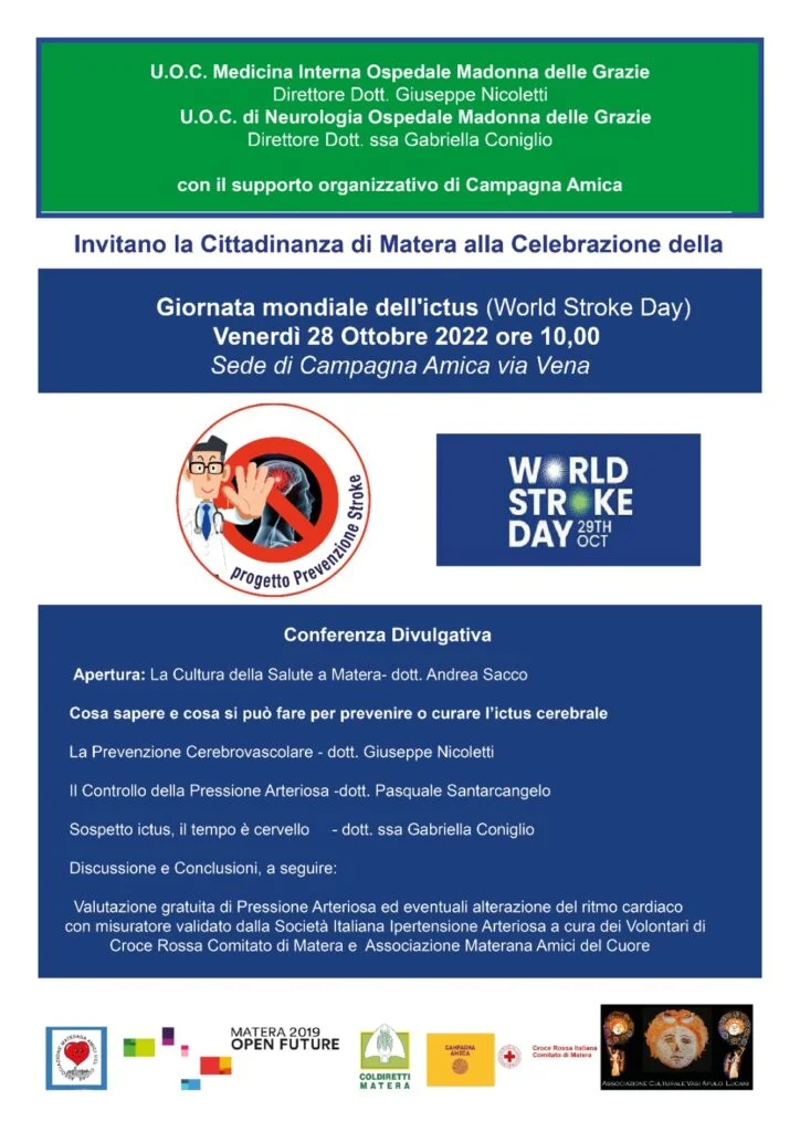 COLDIRETTI: DOMANI NEL MERCATO DI MATERA SI CELEBRA LA GIORNATA MONDIALE DELL'ICTUS