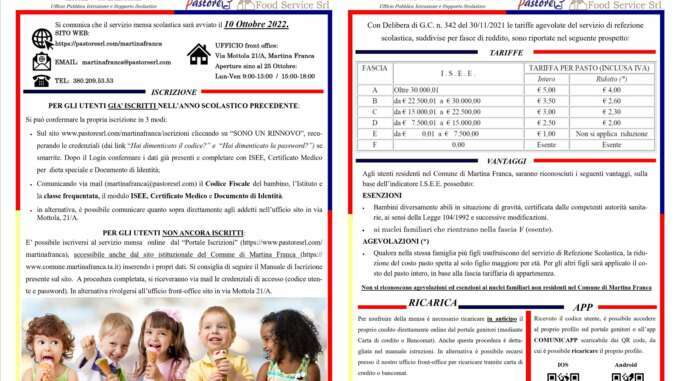 mensa scolastica ottobre 2022