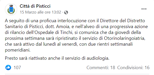 La sanità pubblica in Basilicata è stata distrutta. Missione compiuta. A TINCHI e Policoro, ma anche a Matera la situazione è intollerabile